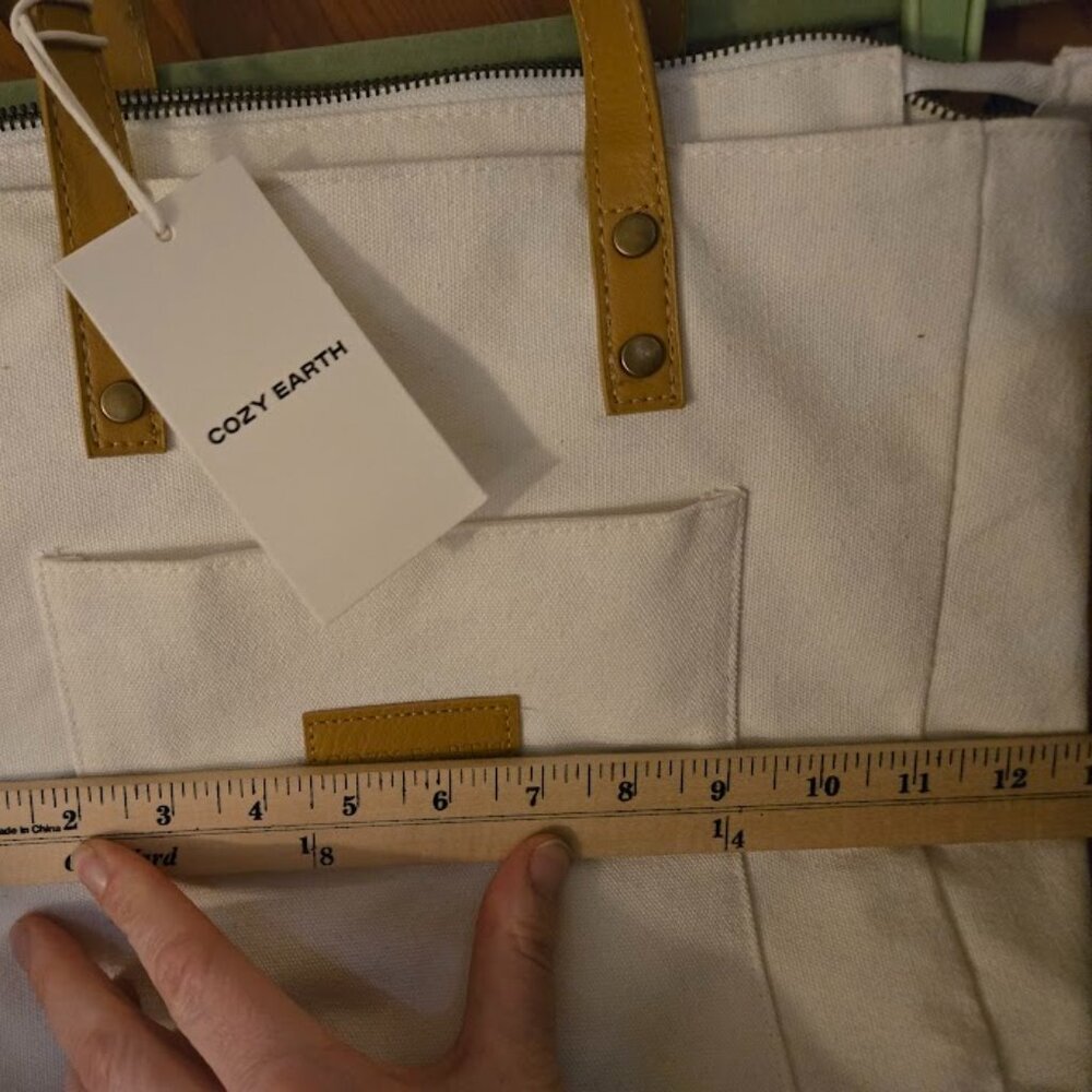NWT Cozy Earth white small tote cotton canvas bag - Picture 5 of 6